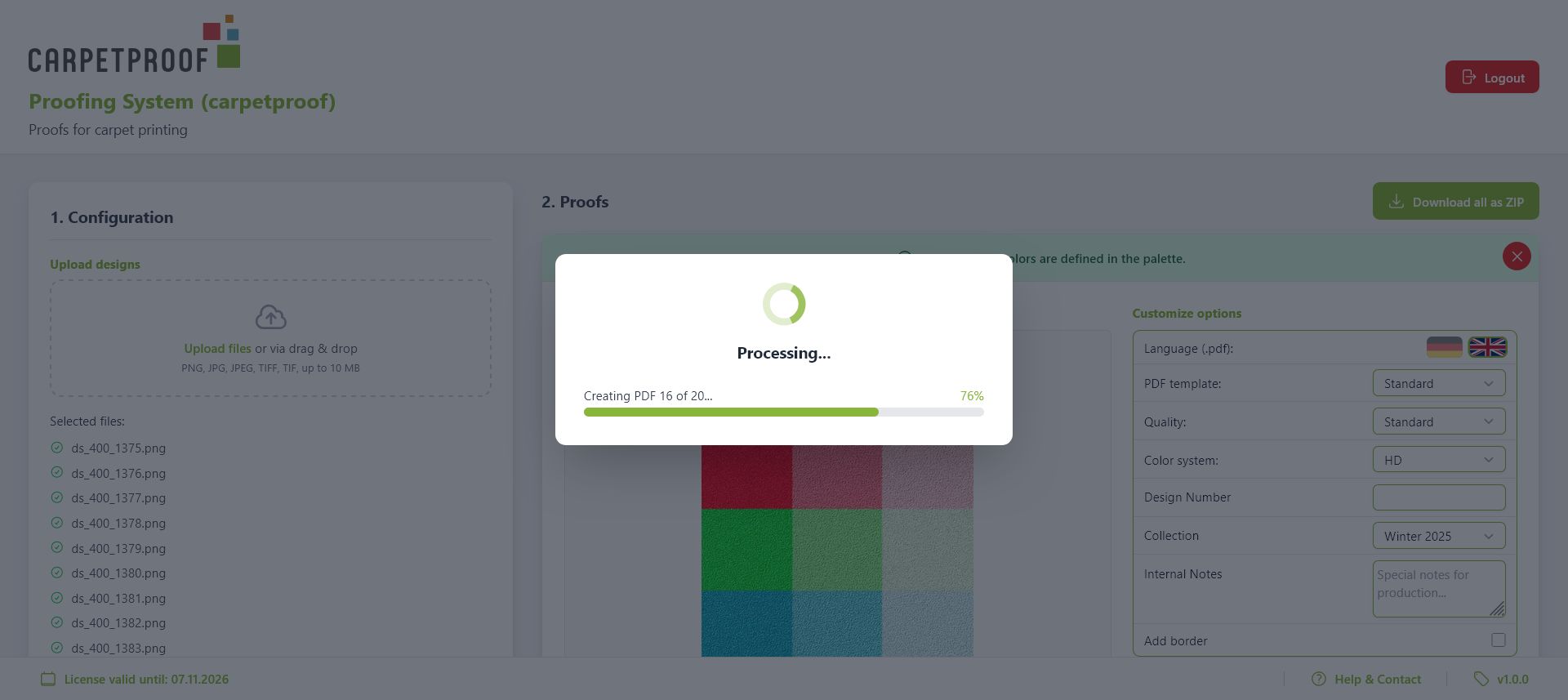 Screenshot des PDF-Exports