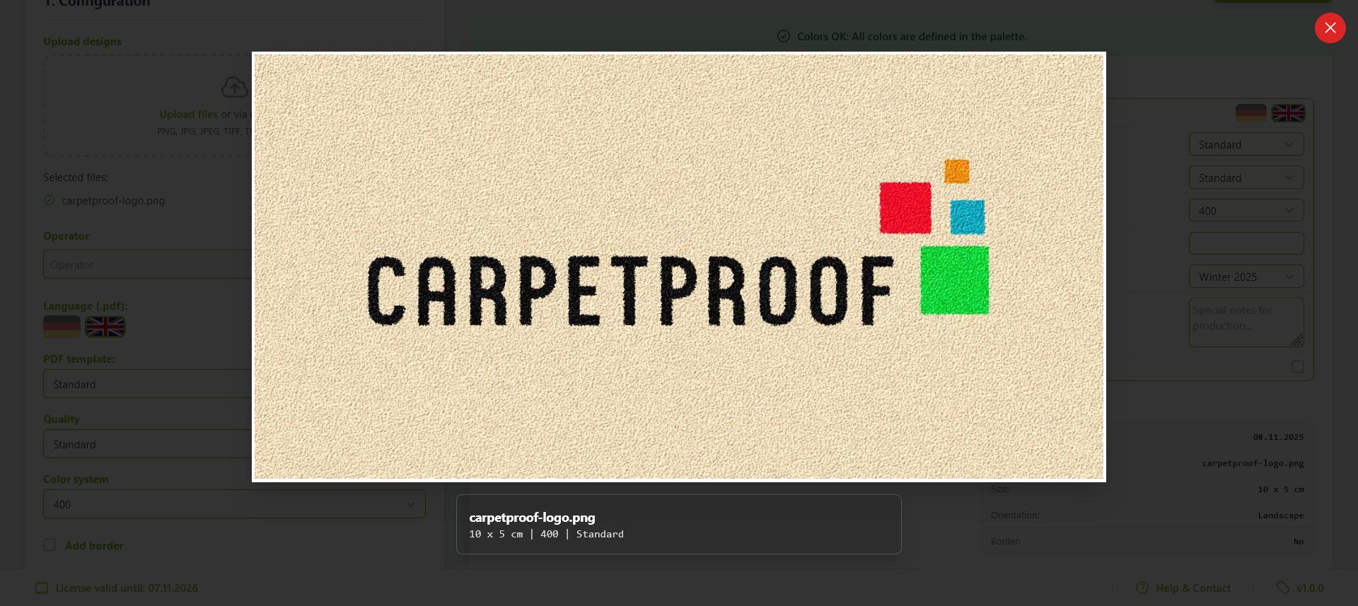 Screenshot der Textursimulation